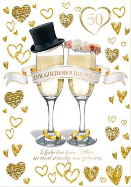 Klappkarte Goldene Hochzeit, DIN C6