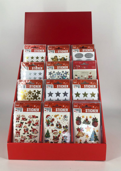 12 x 6 Weihnachts-Aufkleber/Sticker (OP) 2,29 Euro im Sortiment,