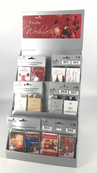 36 Pack (VK:2,99/Pack) Geschenkanhänger im Sortiment, Weihnachten, Mini 5,5 cm x 8 cm
