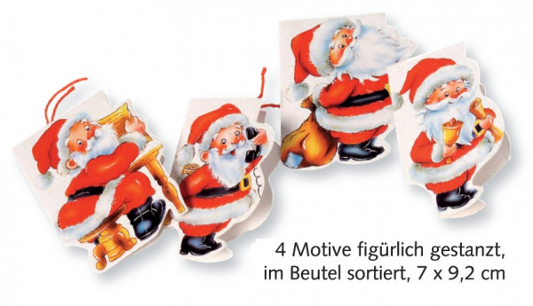 4 Geschenkanhänger im Beutel, Weihnachten, Mini 7 cm x 9 cm